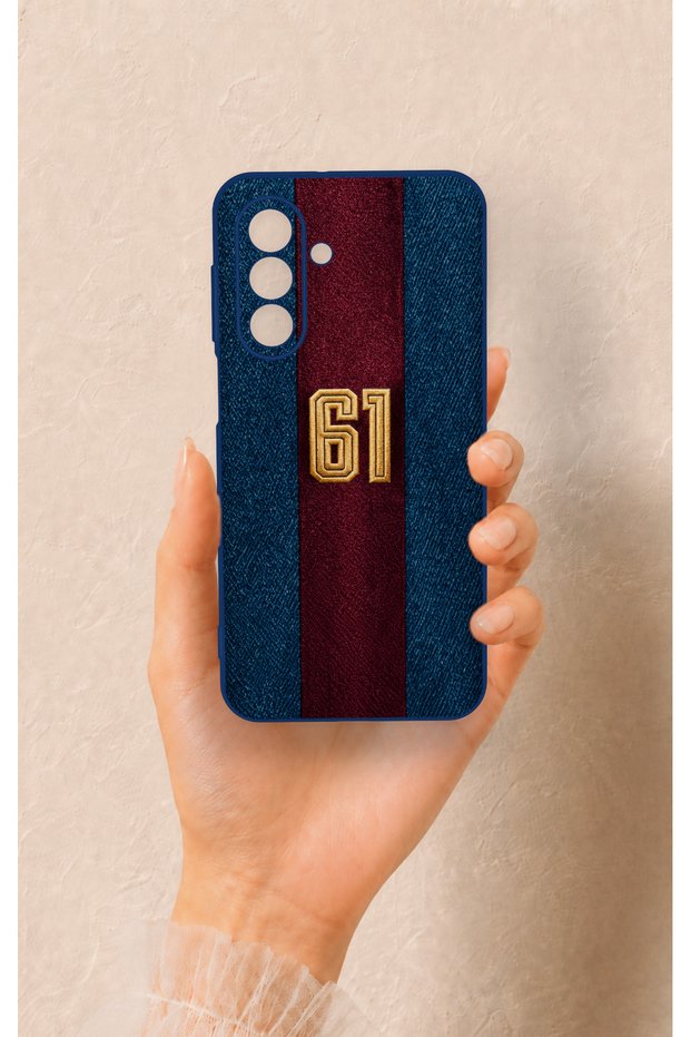 Samsung A17 Compatible Burgundy and Blue Patterned Silicone Case.