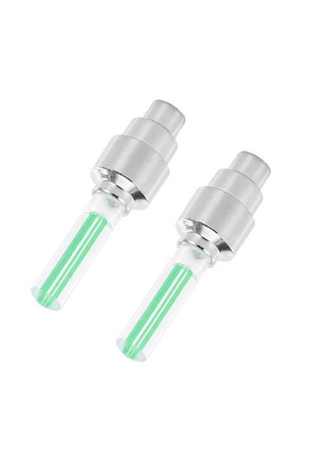 2Pcs Green 2/4Pcs Car Motorcycle Bicycle Tire Valve Caps Light LED Neon Flash Lamp Waterproof Tyre U