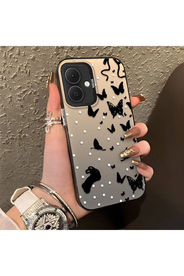 Tecno Spark Go 2 Compatible Case with a Dot and Butterfly Pattern, Suitable for Everyday Use.