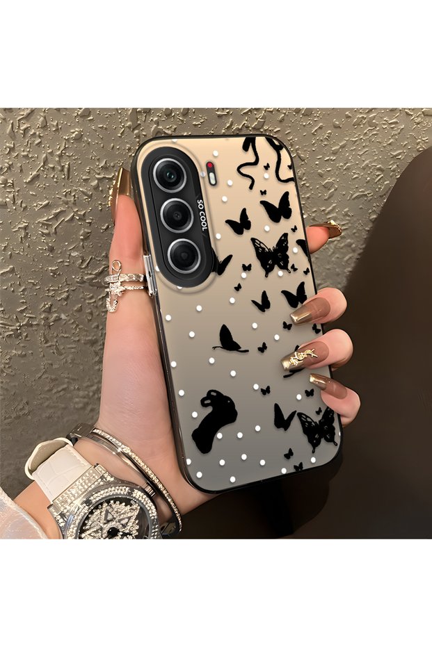 Tecno Camon 40 Pro 5g Compatible Case with a Dot and Butterfly Pattern, Suitable for Everyday Use.