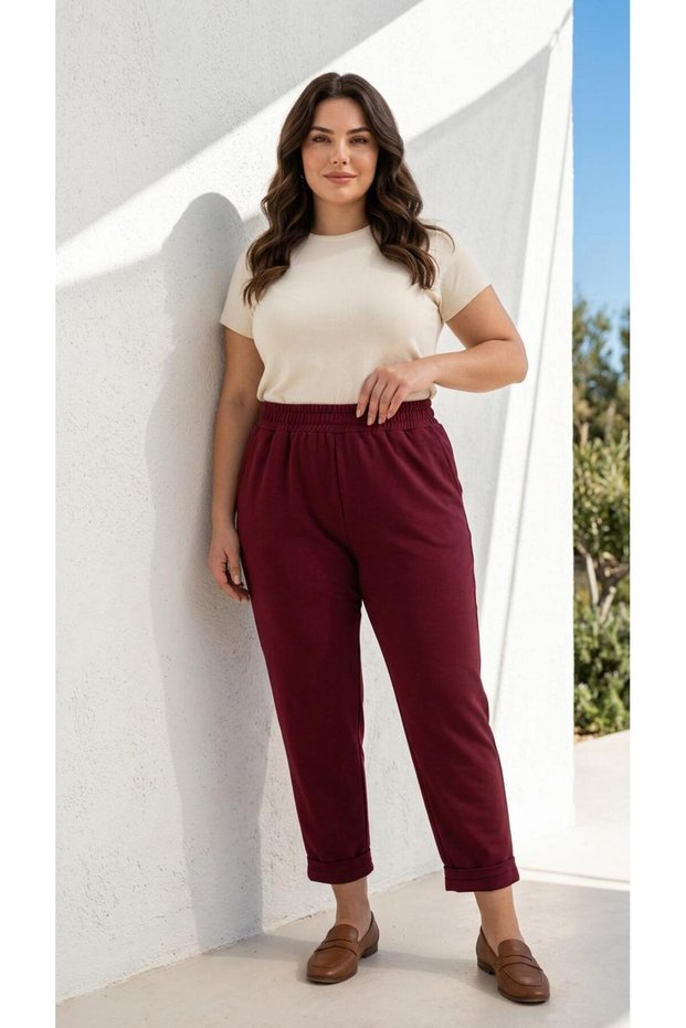 Bordo Knitted Crepe Carrot Pants