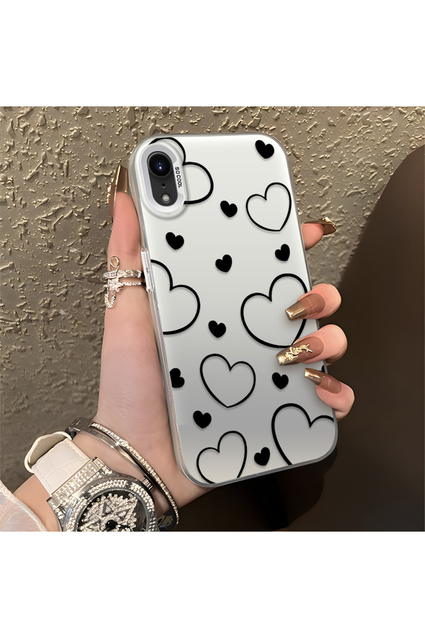 Black Striped Silicone Case Compatible with iPhone Xr, Featuring a Simple and Stylish Design.