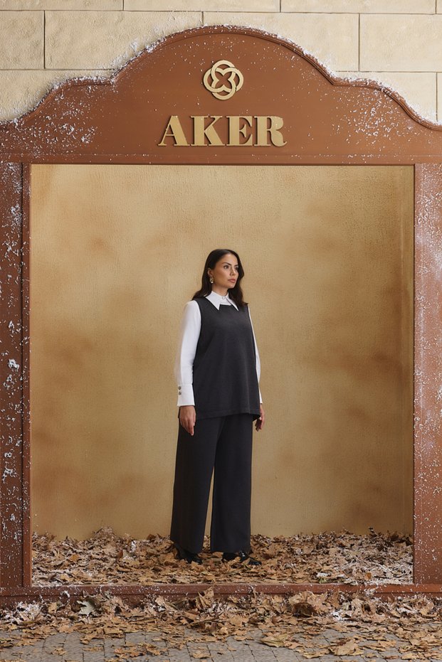 Anthracite Elastic Waist Knitwear Trousers