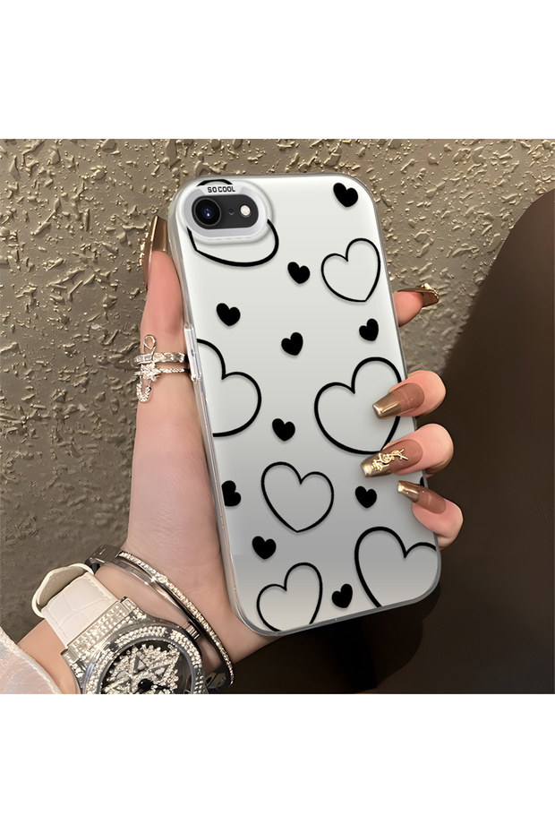 Black Striped Silicone Case Compatible with iPhone 7/8/Se 2020/2022, Featuring a Simple and Stylish Design.