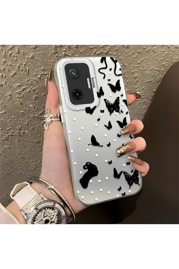 Poco F7 Compatible Dot and Butterfly Combination Printed Case, for Everyday Use.