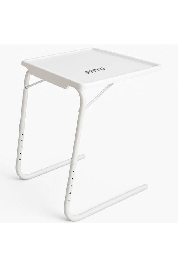 Table Mate II Laptop Table – Adjustable White Foldable Table with 6 Height Levels & 3 Angle Settings