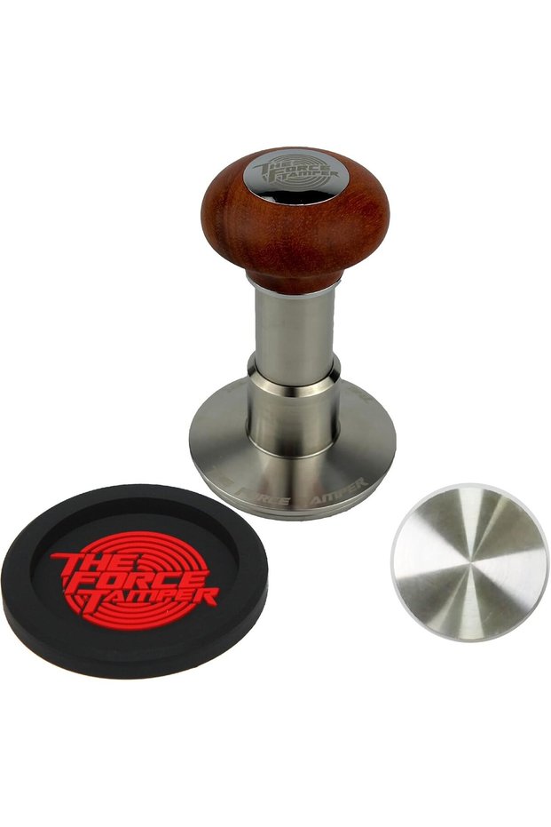 The Force Tamper Adjustable Automatic Effect, Constant Pressure, and Automatic Leveling Coffee Tamper, Brown Jellyfish Type.