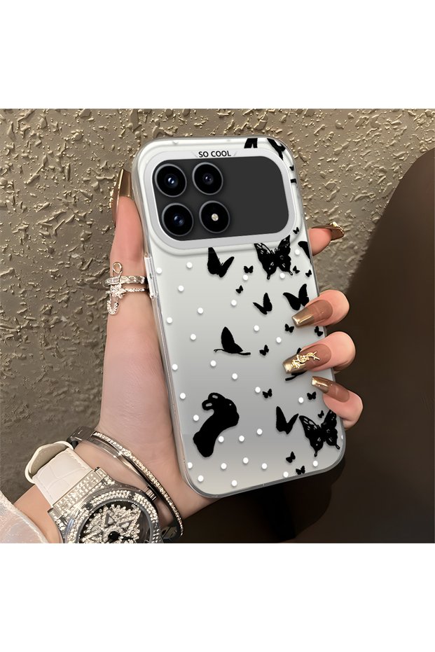 Poco F8 Pro 5g Compatible Dot and Butterfly Combination Printed Case, for Everyday Use.
