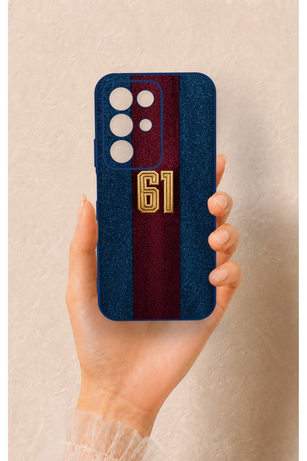 Realme C85 5g Compatible Burgundy Blue Patterned Silicone Case.