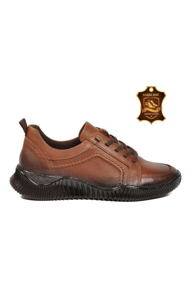 Rubber-Soled, Lace-Up, Stylish, Comfortable, Brown, Genuine Leather Women’S Casual Shoes 1953848K.