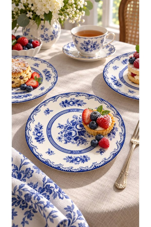 Royal Blue 6-Piece Luxury Cake Plate Set (20 cm)