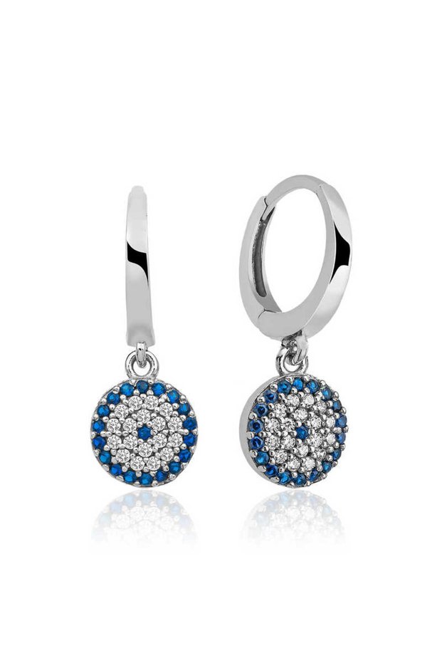 Silver Dangle Evil Eye Women's Earrings