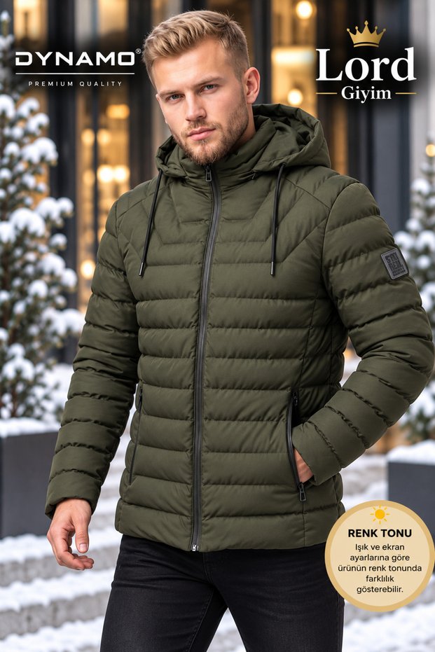 Men's Hooded Puffer Jacket – Khaki