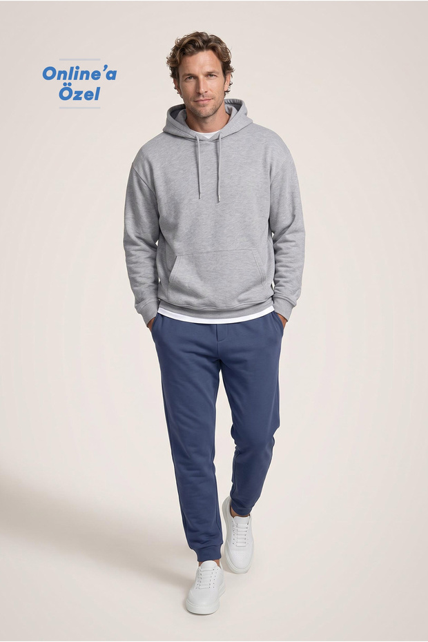 Elastic Waist Drawstring Pocketed Cotton Sweatpants / Sweatpants