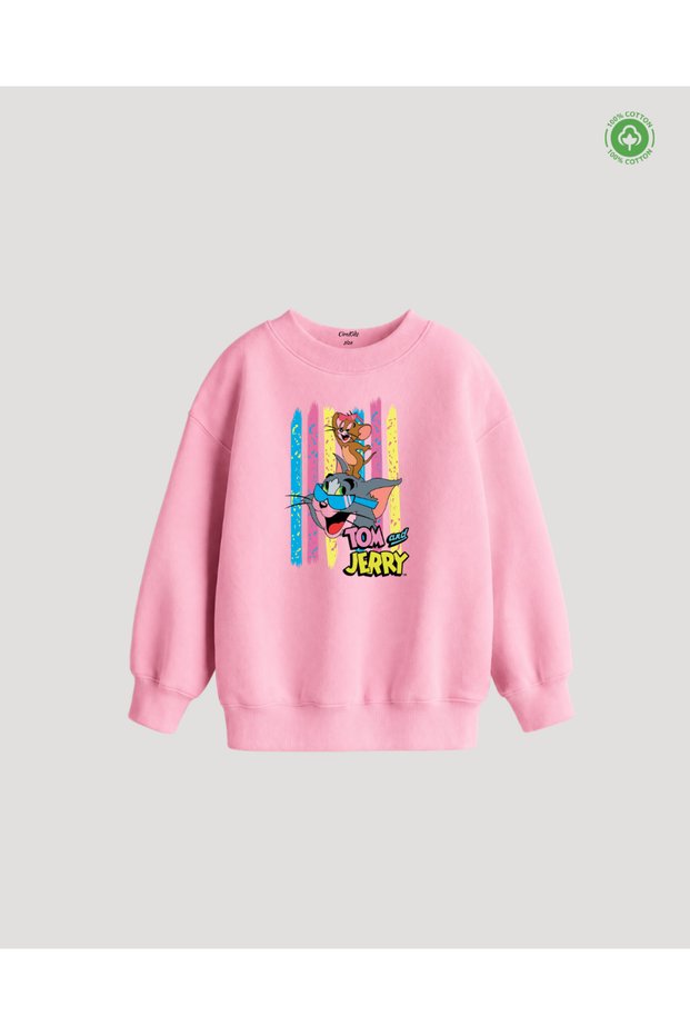 Tom and Jerry Printed 3-Thread Brushed Cotton Children's Sweatshirt