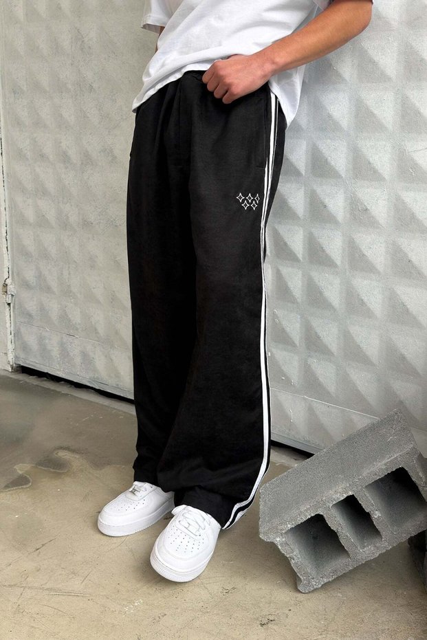 Side Stripe Velour Track Pants for Men