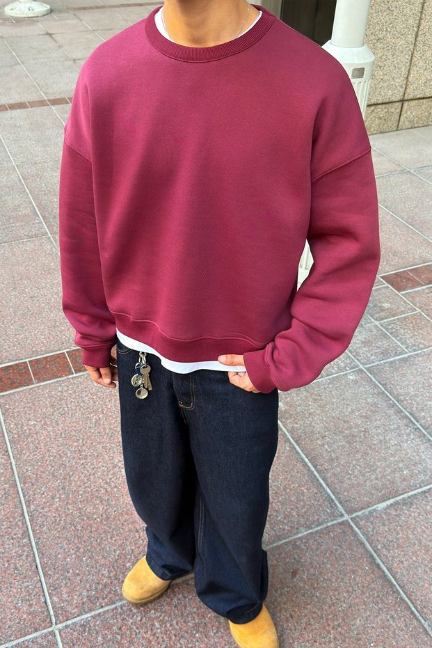 Fw Cool Puff Boxy Fit Burgundy Sweatshirt