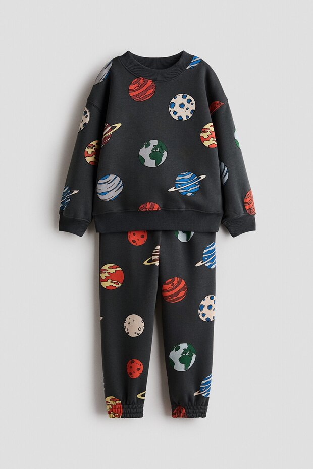 2 Parçalı Baskılı Sweatshirt Set