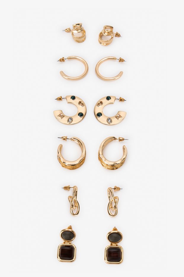 Gold Color Lucia 6-Piece Earring Set