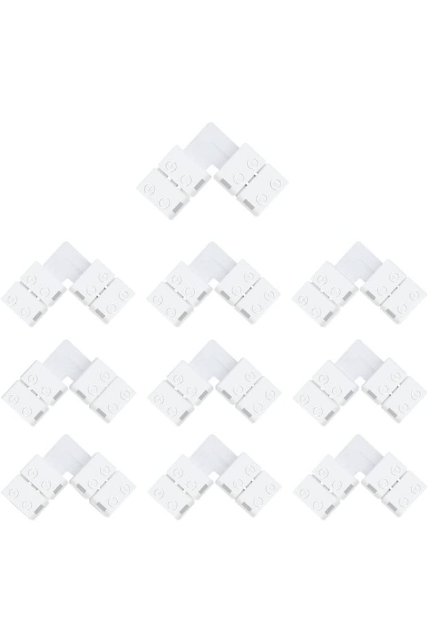 4 pin L Shape 10pcs L Shape 4-Pin LED Connectors 10mm Wide Right Angle Corner Connectors Solderless