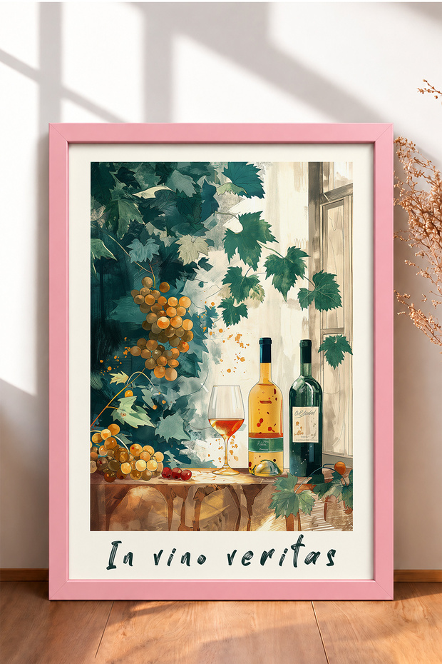 In Vino Veritas, under the Asma, Wine-Themed Framed Poster, Italy Poster, Wall Decor, Itp138.