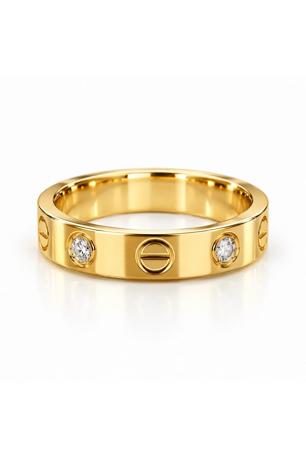 Imported Steel Crtr Gold Wedding Ring (Size 7)