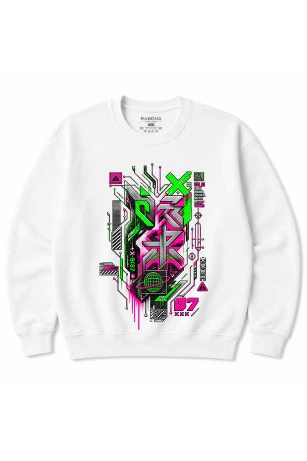 Neon Protocol 07 - Japanese Cyberpunk Techwear Graphic Sweatshirt