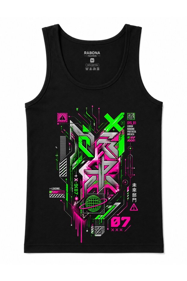 Neon Protocol 07 – Cyberpunk Japanese Techwear Graphic Tank Top Men's T-Shirt