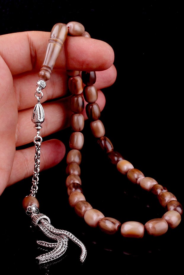 Caramel Hareli Capsule Squeeze Amber Prayer Beads