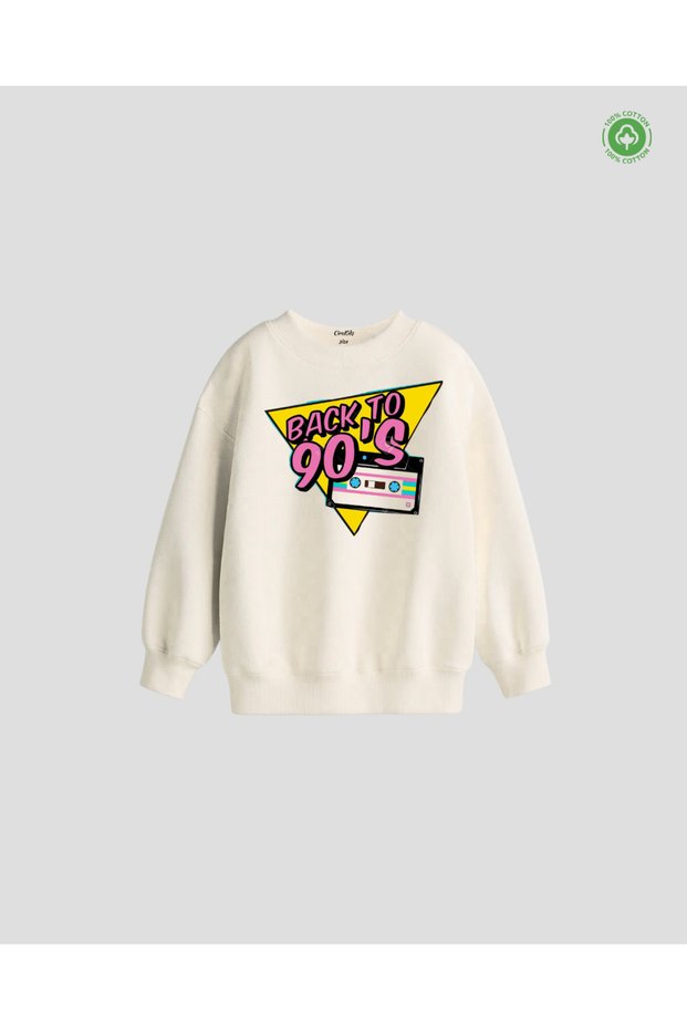 80S 90S Design 3-Thread Brushed Cotton Children's Sweatshirt