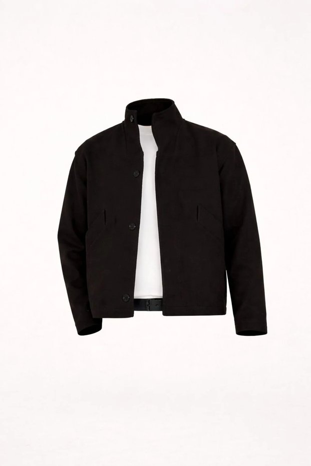 Straight-Collar Short Kashi Jacket with Pockets 5608