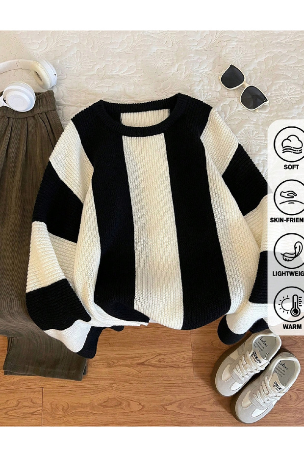 Sweater, Black/White