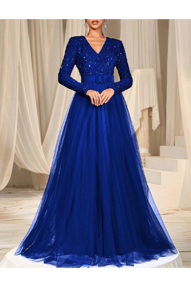 Rochie lunga, Albastru