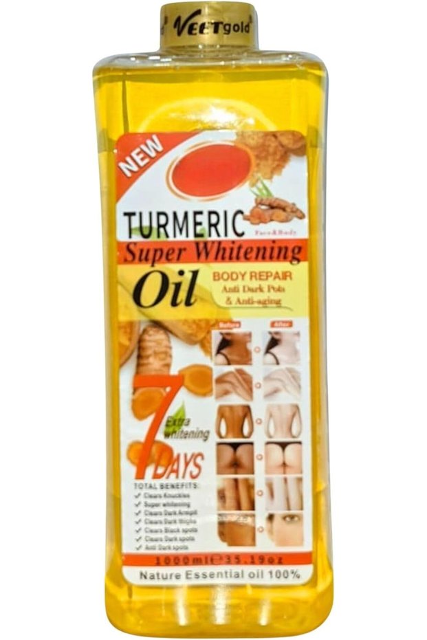 1000ML Turmeric Oil for Super Whitening Skin, Essential Brightening Oil for Face & Body Parts Dark Spots, Clear Skin, Fights Acne, Clear Knuckles, Evens Skin Tone, Body Oil for Private Parts Men Women