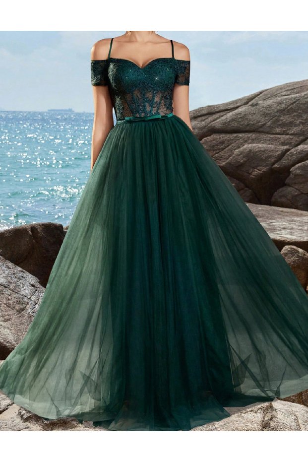 Rochie lunga, Verde inchis