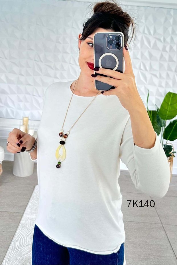 Cashmere Blouse with Necklace Gift 7K140