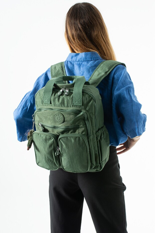 Ultra Lightweight, Multi-Pocket Backpack and Clutch Bag, Compact Design, Green – (571-5J)