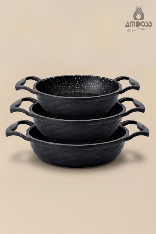Vesta 3-Piece Cast Iron Cookware Set - Black