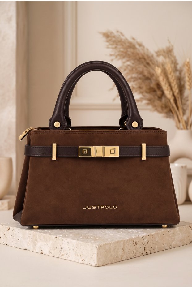 Women's Stylish Handbag and Shoulder Bag with Gold Buckle Detail.