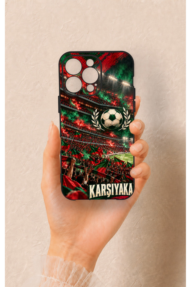 iPhone 13 Pro Max Compatible Silicone Case with Karşıyaka-Themed Design.
