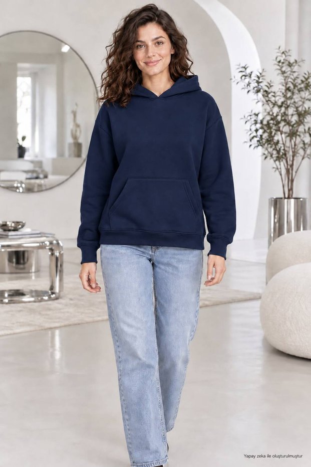 Women's Basic Hooded Sweatshirt - Loose, Comfortable Fit, Cotton Sweatshirt with Kangaroo Pockets.