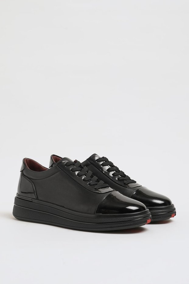 Atina Model Genuine Leather Combination Imported Sole Sneaker Shoes.