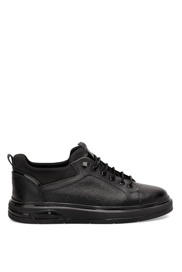 Elit Ryl70812F Men's Genuine Leather Casual Shoes, Black.