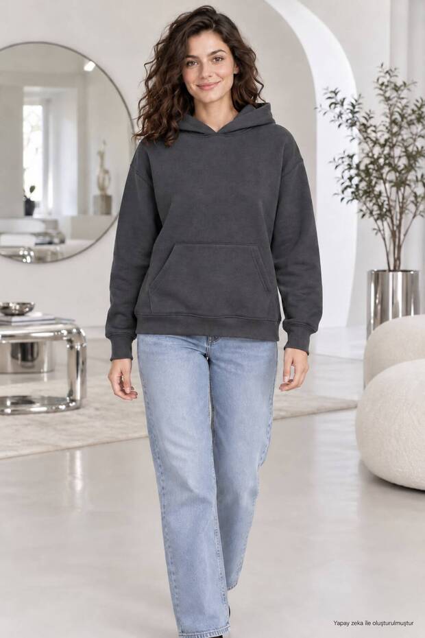 Women's Basic Hooded Sweatshirt - Loose, Comfortable Fit, Cotton Sweatshirt with Kangaroo Pockets.