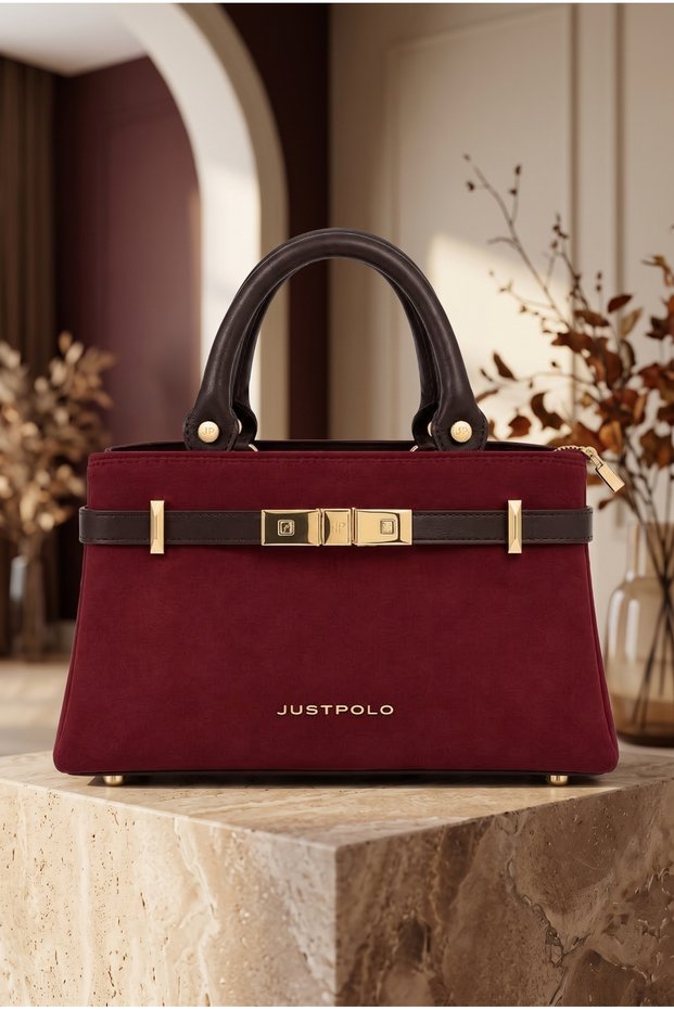 Women's Stylish Handbag and Shoulder Bag with Gold Buckle Detail.