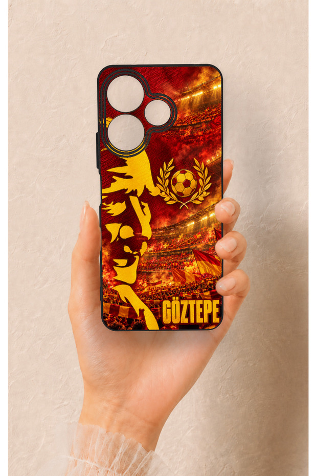 Redmi 13 4g Compatible, Göztepe-Themed Patterned Silicone Case.