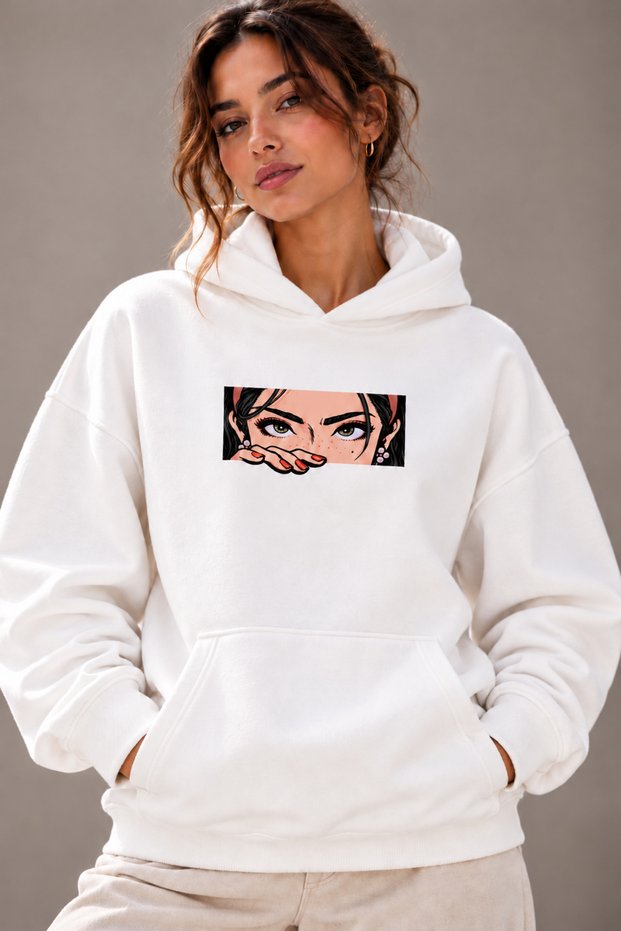 Pop Art Eye Figure Printed Hoodie