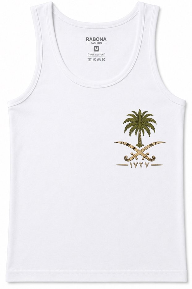 Saudi Founding Day 1727 – Arabian Heritage Palm Tree and Swords Graphic Tank Top