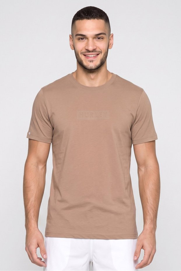 Men Sportswear Fit Short Sleeve Outdoor T-shirt, Brown