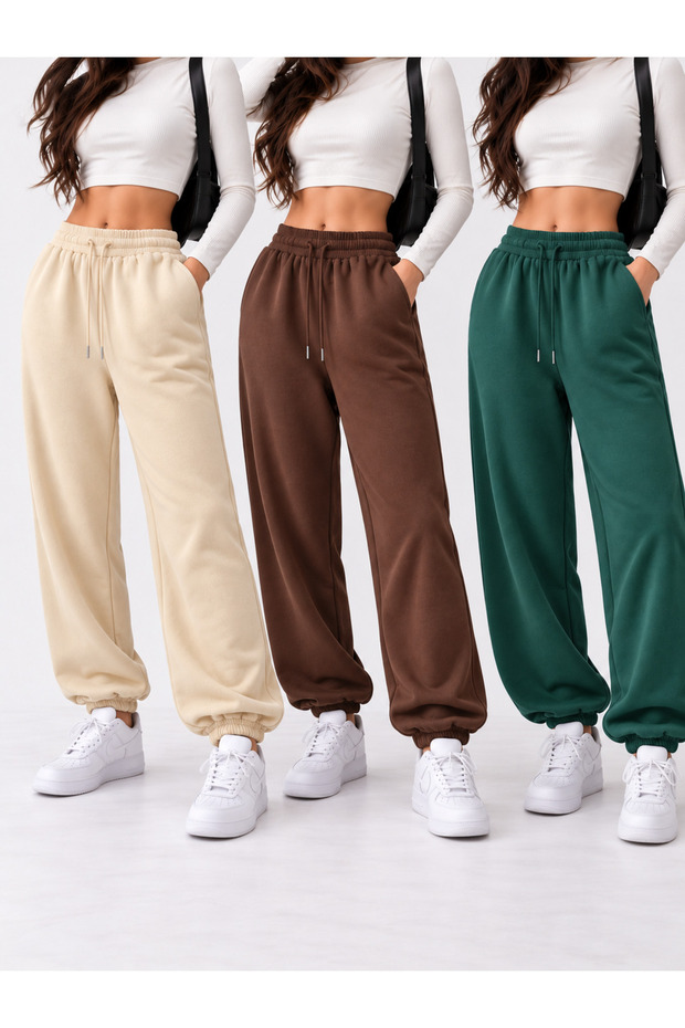 Unisex 3-Thread Elastic Waist Sweatpants – Set of 3